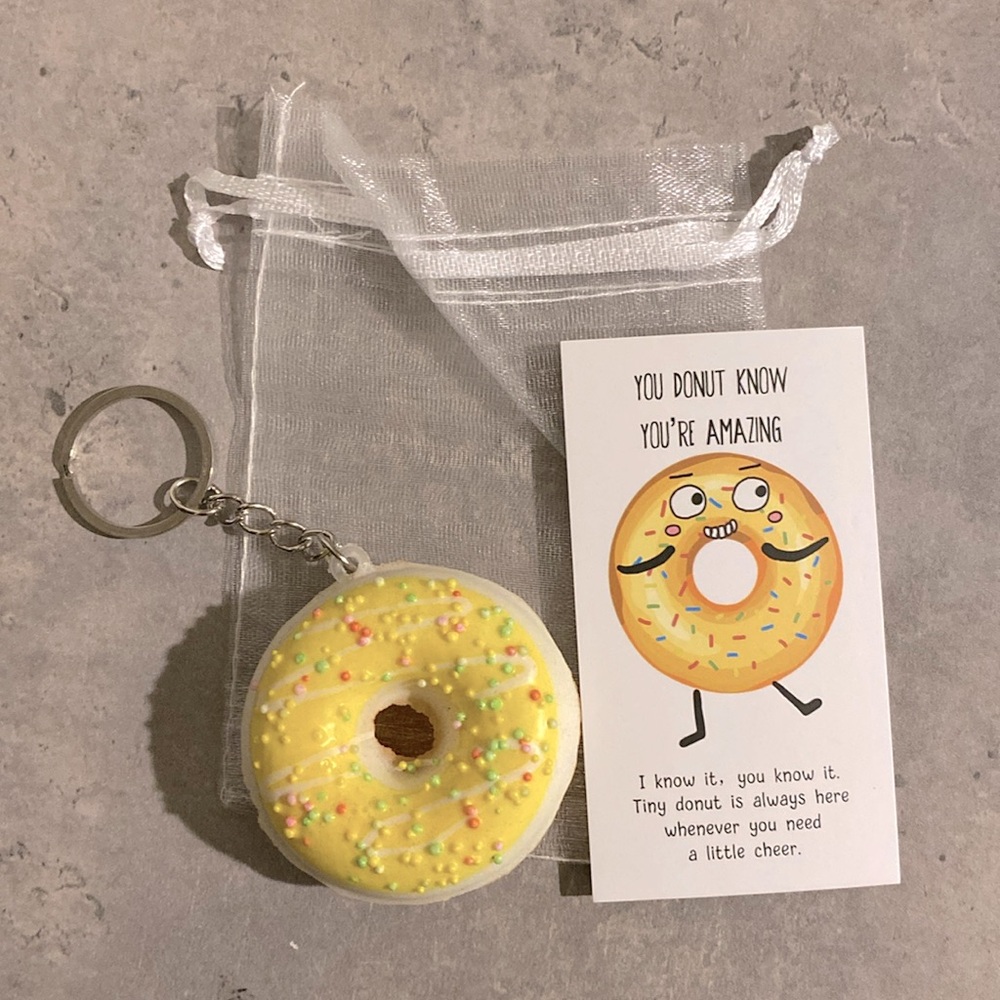 Yellow Sprinkle Donut Squishy Keychain